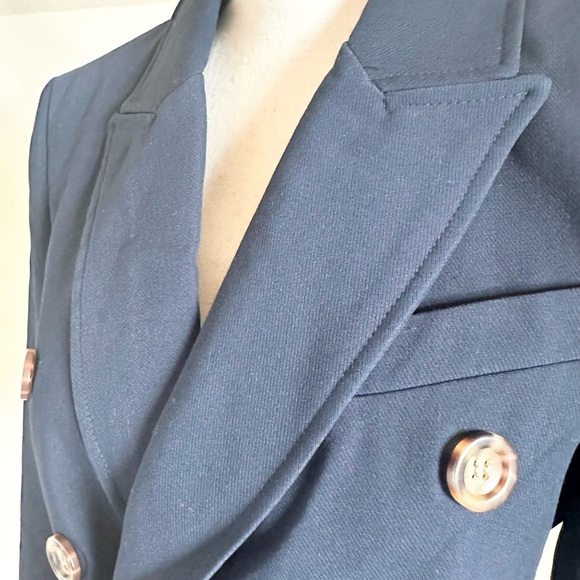 NWT Joie Womens Jacket Size M Navy Blue Double Breasted Cropped Blazer Buttons - Picture 4 of 10
